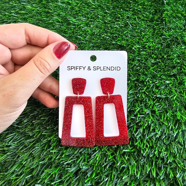 Avery Earrings - Red Glitter