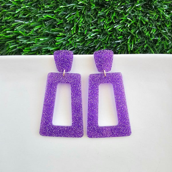 Avery Earrings - Purple Glitter