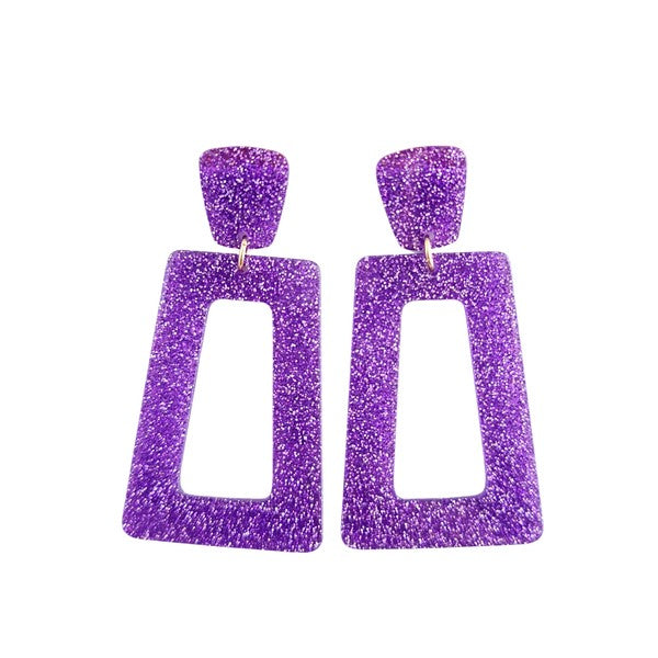 Avery Earrings - Purple Glitter