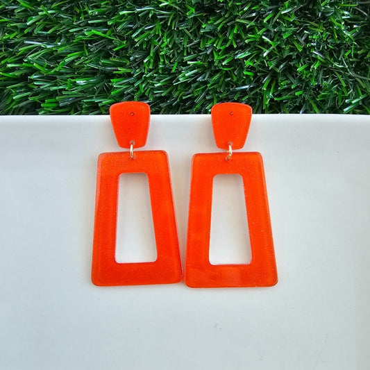 Avery Earrings - Orange Glitter