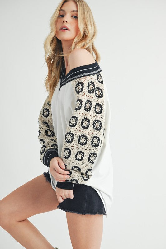 Deina Crochet Sleeve Tee