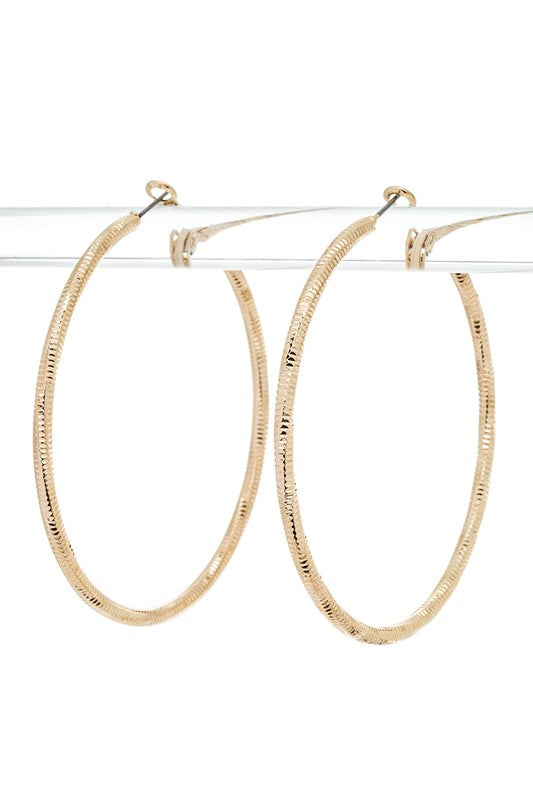 65MM Textured Shiny Hoop Earrings