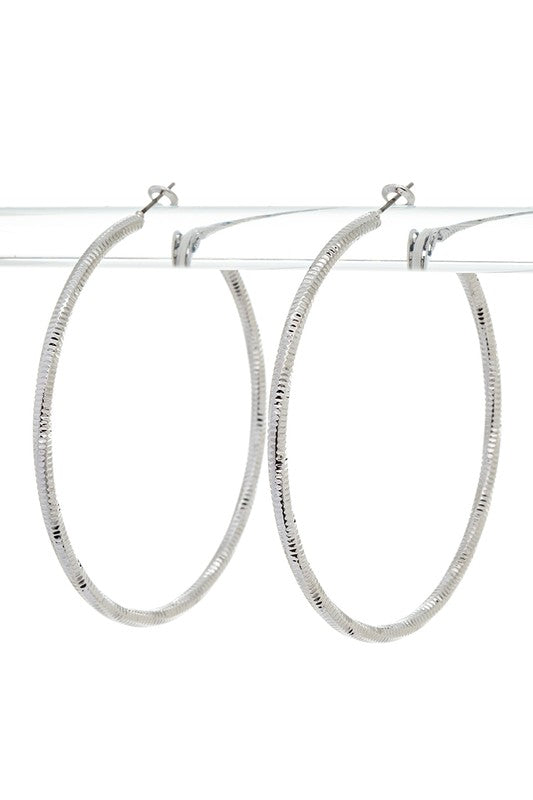 65MM Textured Shiny Hoop Earrings