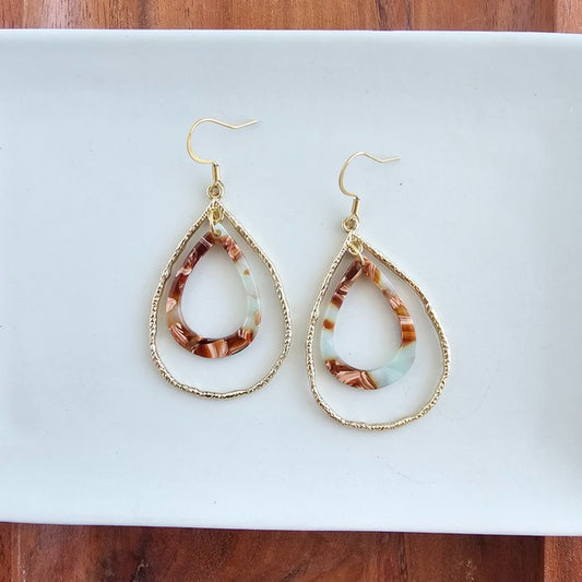 Savannah Earrings - Seafoam & Rust