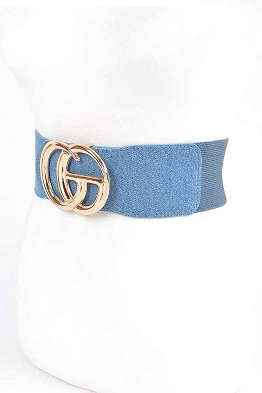 Plus Size CG Buckle Denim Elastic Belt