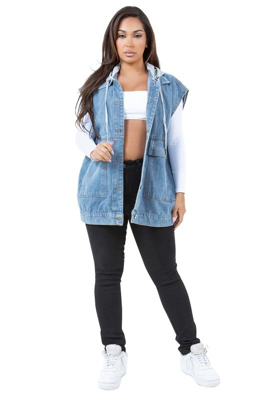 WOMEN FASHION OVERSIZE DENIM VEST