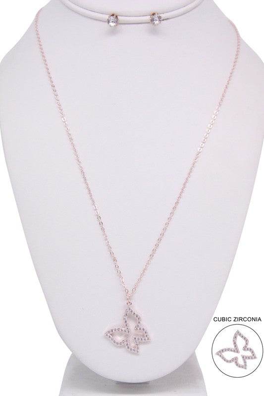 BUTTERFLY PENDANT LONG NECKLACE