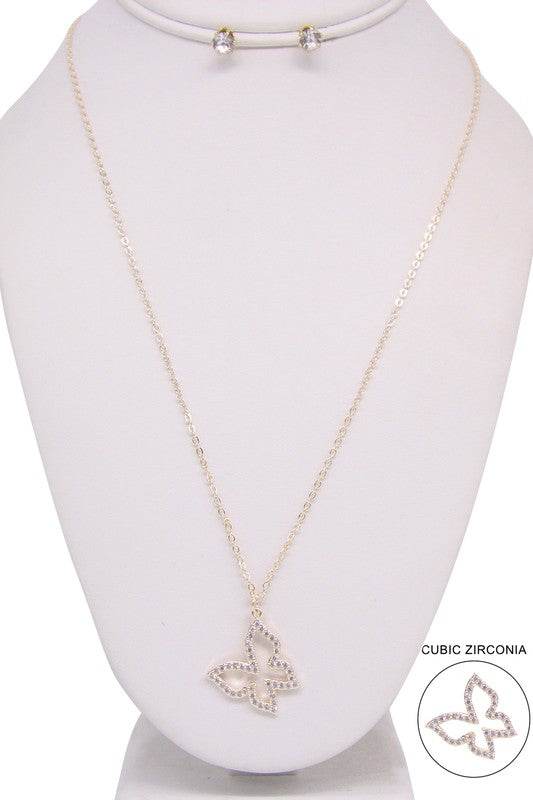 BUTTERFLY PENDANT LONG NECKLACE