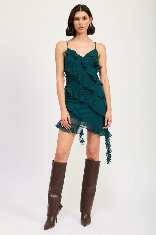 Asymmetrical Ruffle Mini dress