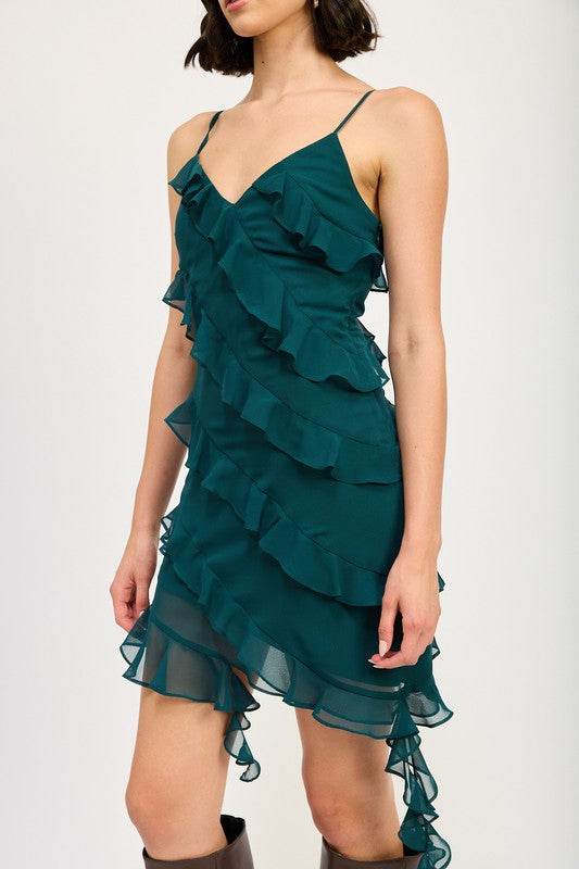 Asymmetrical Ruffle Mini dress