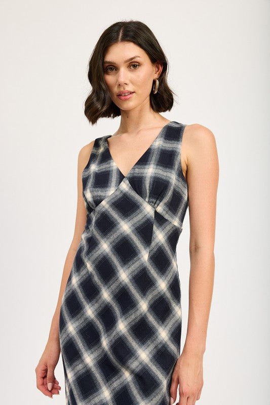 PLAID BIAS MAXI DRESS