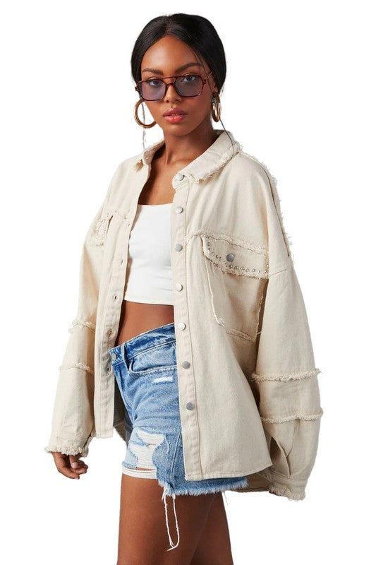 WOMEN FASHION OVERSIZE DENIM SHIRT