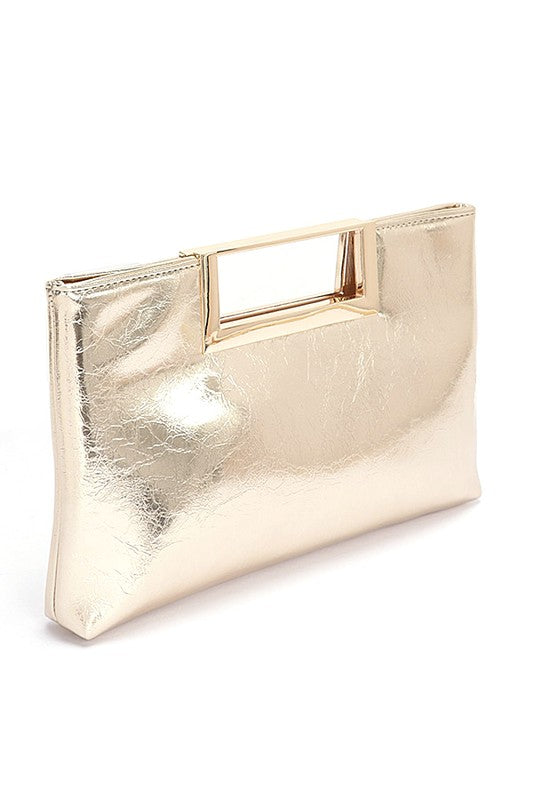 Top Handle Metallic Square Clutch