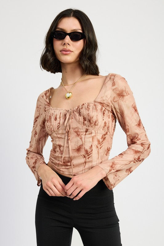 SWEETHEART SQUARE NEKC FLORAL TOP