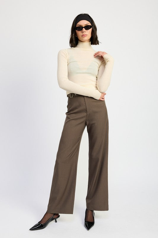 TROUSER PANTS WTIH ADJUSTABLE WAIST BAND BUCKLE