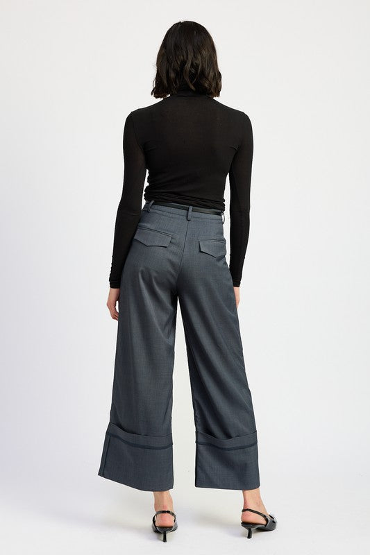 FOLD OVER PLEATED PANTS