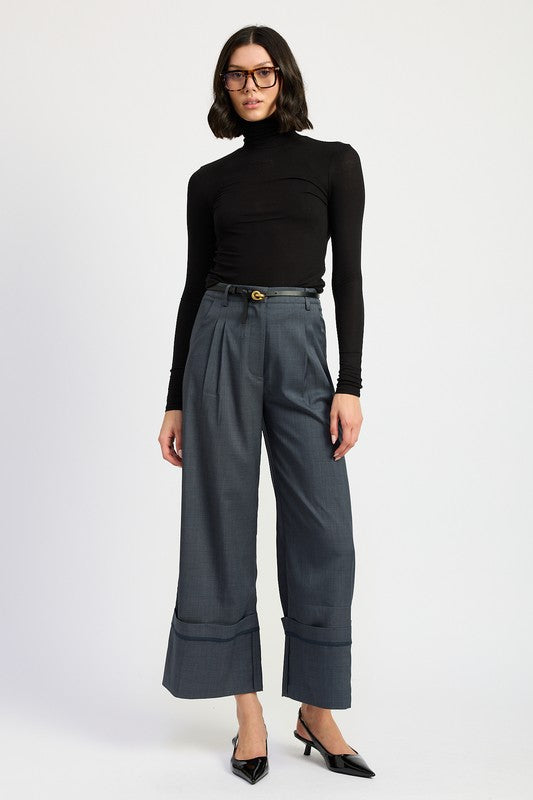 FOLD OVER PLEATED PANTS