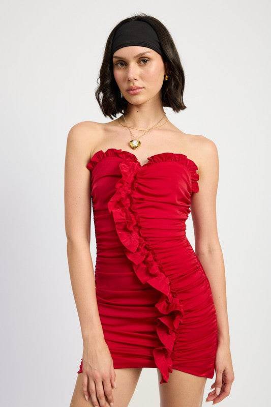 Ruched Ruffle Mini dress