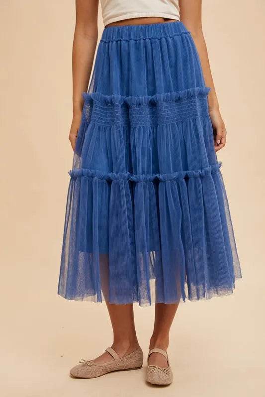 Annie Wear Tulle Tiered Midi Skirt