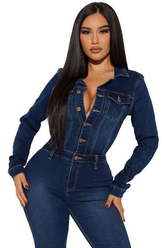 WOMEN DENIM SEXY JUMPSUIT