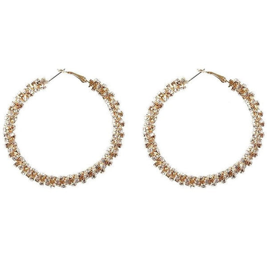 50mm Basic Full Cover Rhinestone Hoop Earrings