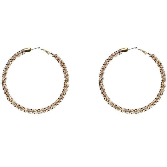70mm Basic Full Cover Rhinestone Hoop Earrings