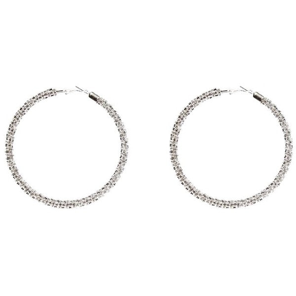 110mm Full Around Rhinestone Hoop Earrings