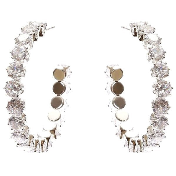 40mm Bold Crown Halo Cubic Zirconia Hoop Earrings