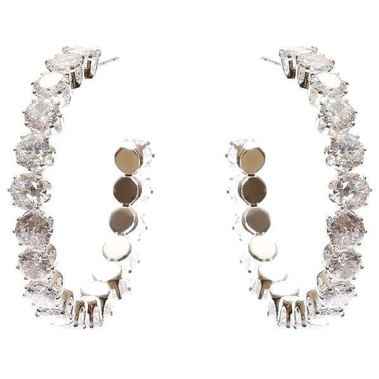 40mm Bold Crown Halo Cubic Zirconia Hoop Earrings