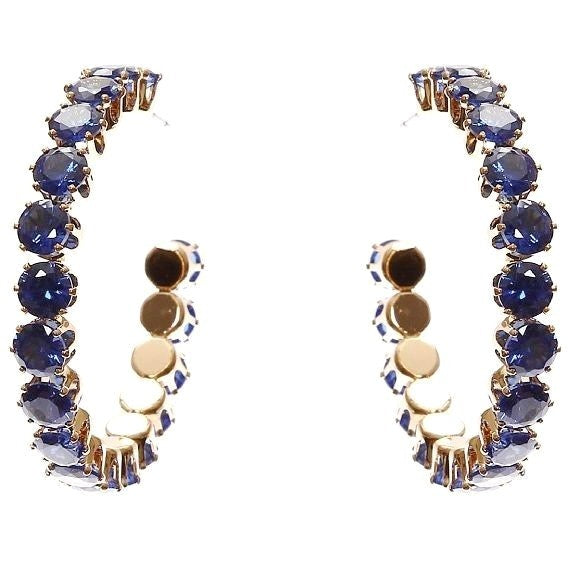 40mm Bold Crown Halo Cubic Zirconia Hoop Earrings