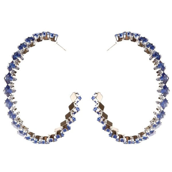 Square Crown Halo Cubic Zirconia Hoop Earrings