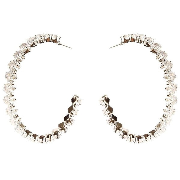 Square Crown Halo Cubic Zirconia Hoop Earrings