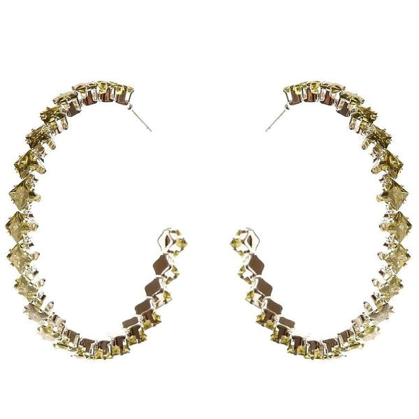 Square Crown Halo Cubic Zirconia Hoop Earrings