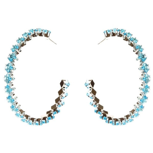 Square Crown Halo Cubic Zirconia Hoop Earrings