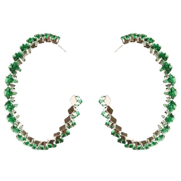 Square Crown Halo Cubic Zirconia Hoop Earrings