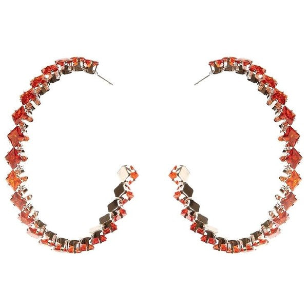 Square Crown Halo Cubic Zirconia Hoop Earrings