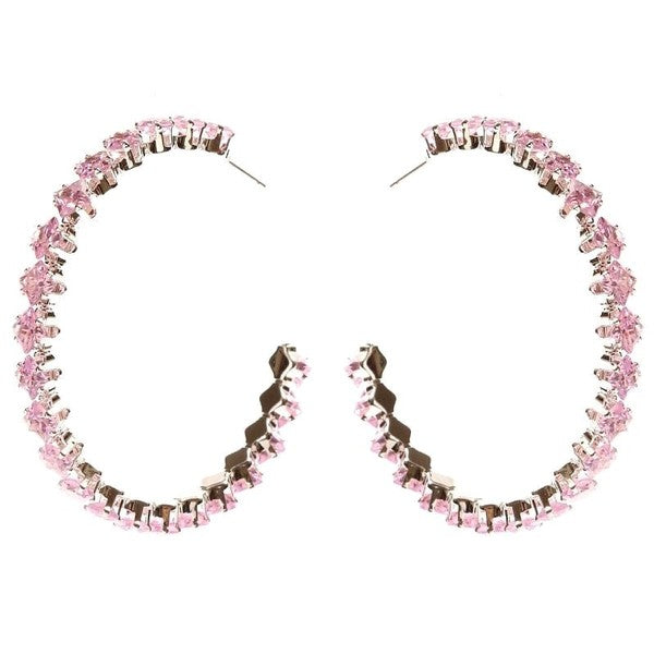 Square Crown Halo Cubic Zirconia Hoop Earrings