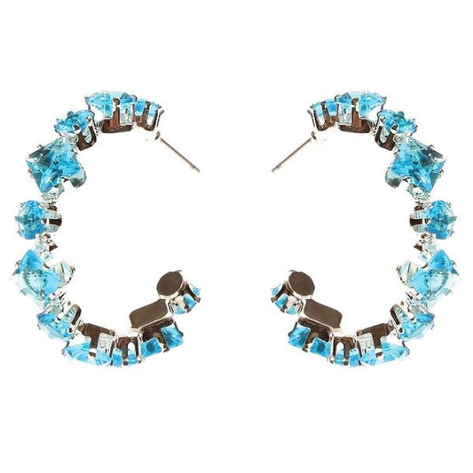 Square Circle Crown Halo CZ Hoop Earrings