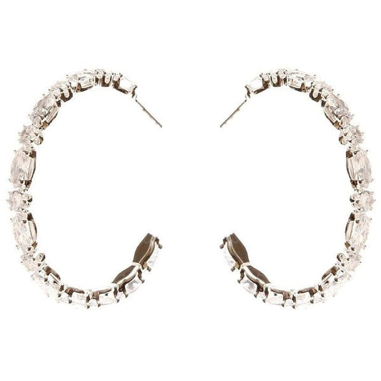 Marquise Circle Crown Halo CZ Hoop Earrings