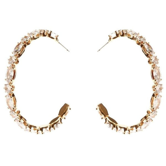 Marquise Circle Crown Halo CZ Hoop Earrings