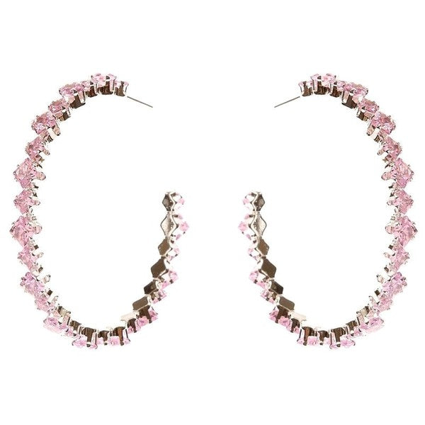 Two Squares Halo Cubic Zirconia Hoop Earrings