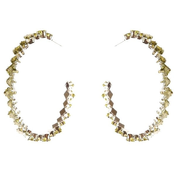 Two Squares Halo Cubic Zirconia Hoop Earrings