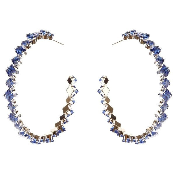 Two Squares Halo Cubic Zirconia Hoop Earrings