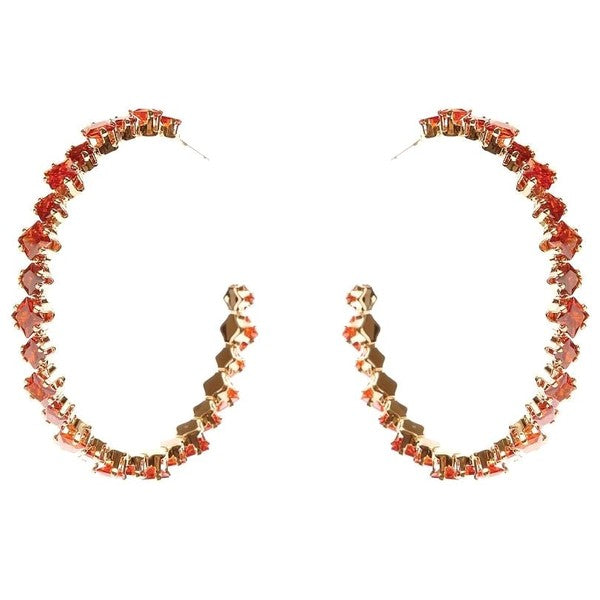 Two Squares Halo Cubic Zirconia Hoop Earrings