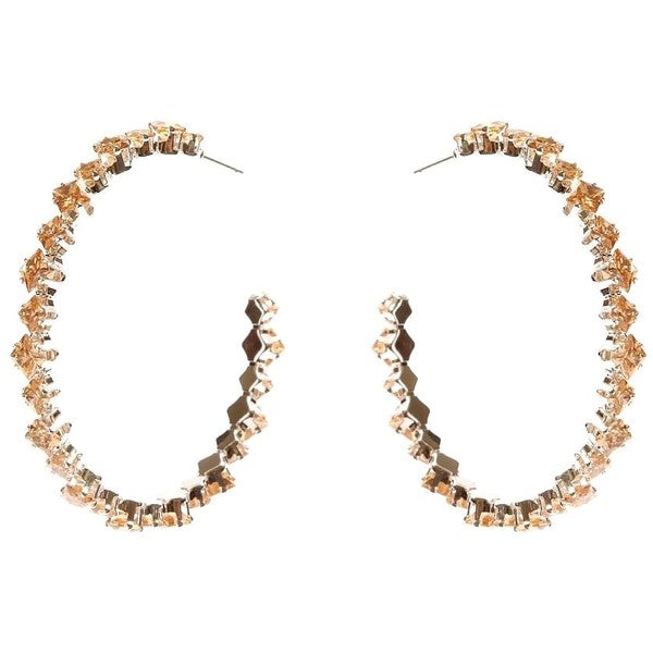 Two Squares Halo Cubic Zirconia Hoop Earrings