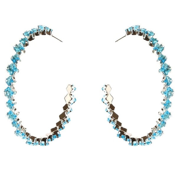 Two Squares Halo Cubic Zirconia Hoop Earrings