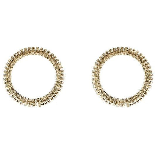 Front Size Circle Rhinestone Hoop Earrings