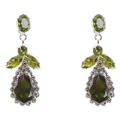 Modern Flower Pear Dangle Rhinestone Earrings
