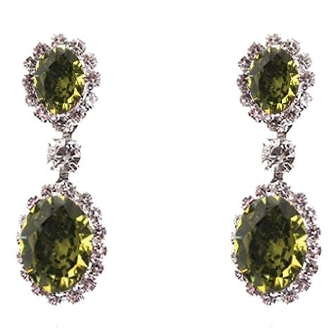 Linked Oval Dangle Rhinestone Earrings