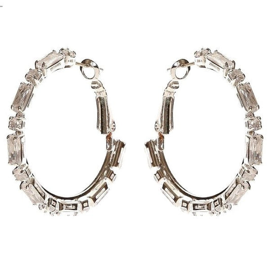 30mm Baguette Crown Halo CZ Hoop Earrings